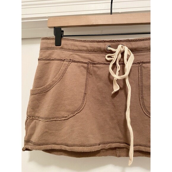 Y2K Aeropostale Women's Brown Cotton Micro Mini Skirt Adjust Waist Size Medium - Picture 2 of 6